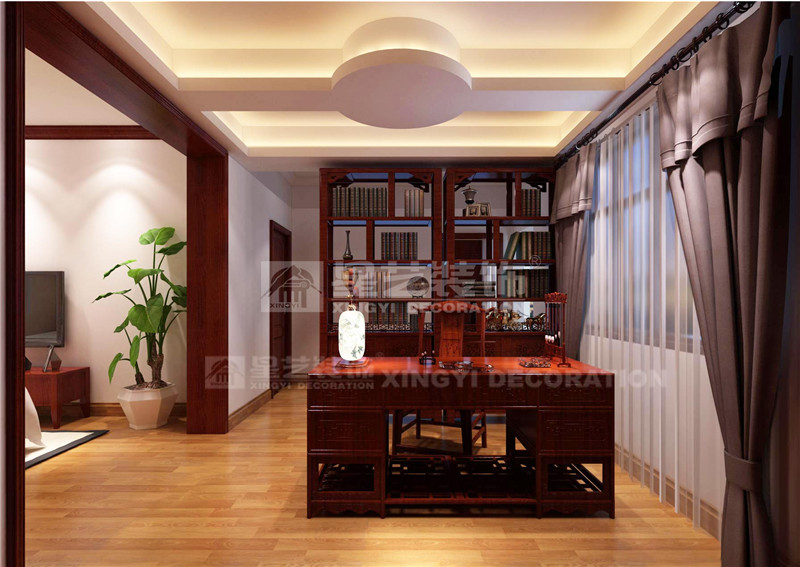 扶綏黨辦別墅360平書(shū)房裝修效果圖
