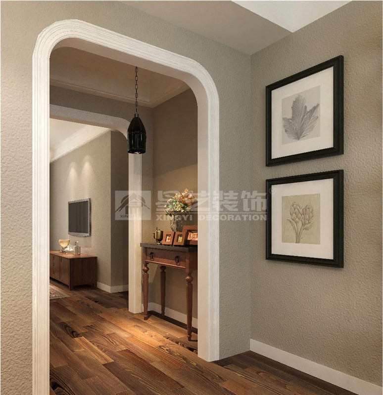 山水方園150平美式鄉(xiāng)村過道裝修設(shè)計效果圖