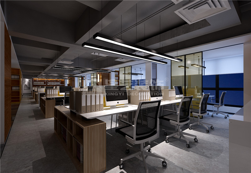 歐日電梯公司1300平辦公區(qū)裝修設計效果圖
