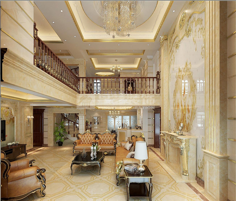 榮和大地320平歐式風格客廳裝修效果圖