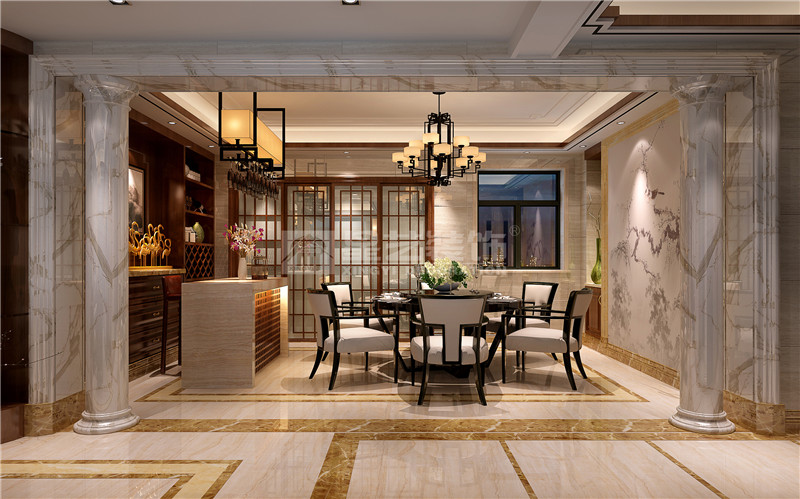 天池山146平新中式風格餐廳裝修效果圖