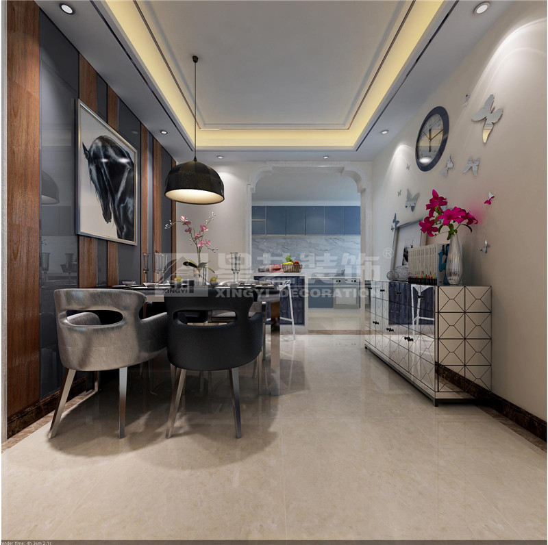 南湖景園140平現(xiàn)代簡(jiǎn)約裝修案例餐廳裝修效果圖