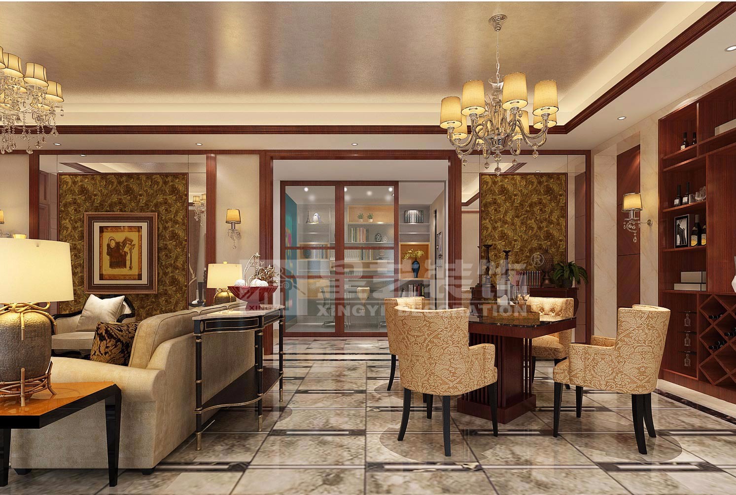 青秀萬達會所200平餐廳裝修設計效果圖