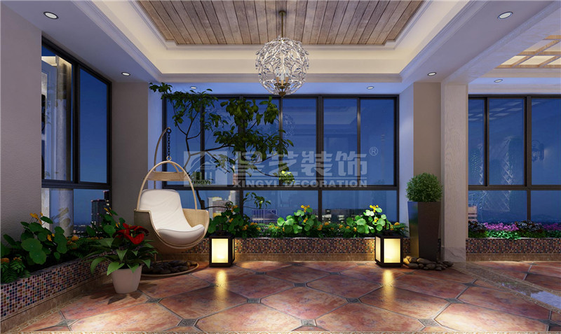 金源一品240平簡歐風(fēng)格陽臺裝修效果圖