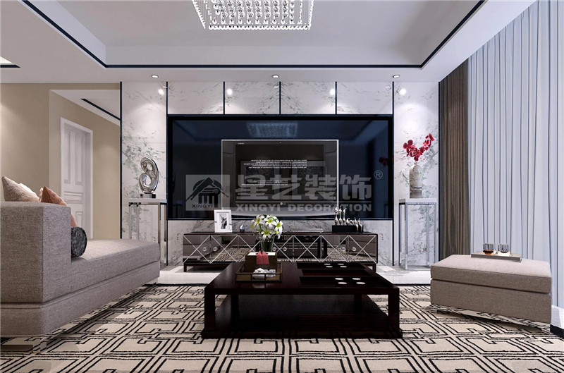 藍山上城120平現(xiàn)代簡約客廳裝修效果圖