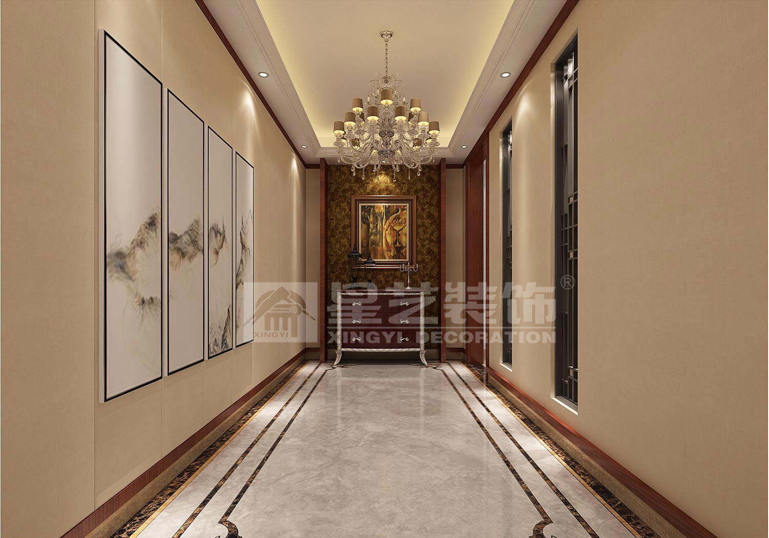 青秀萬達會所200平入戶裝修設計效果圖