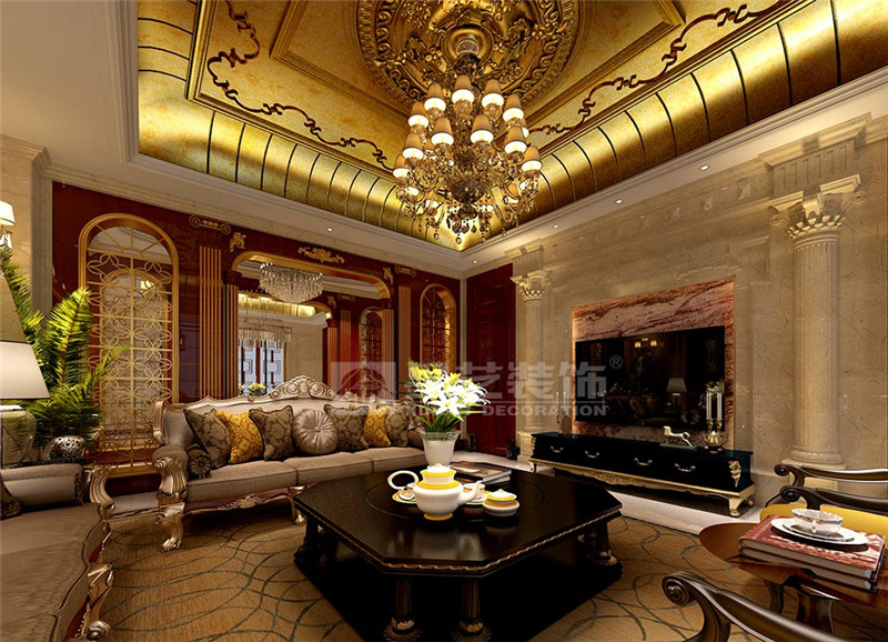 榮和公園尊府355平歐式風(fēng)格客廳裝修效果圖