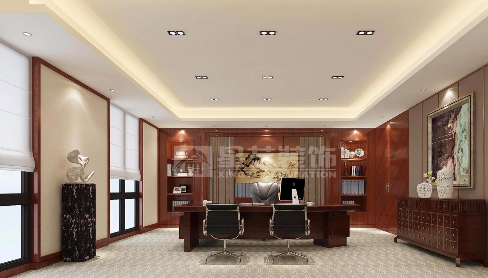 青秀萬達會所200平辦公室裝修設計效果圖