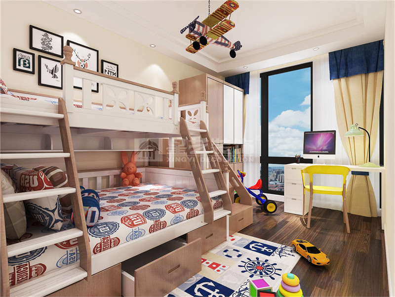 傳媒星城120平現(xiàn)代風格兒童房裝修效果圖