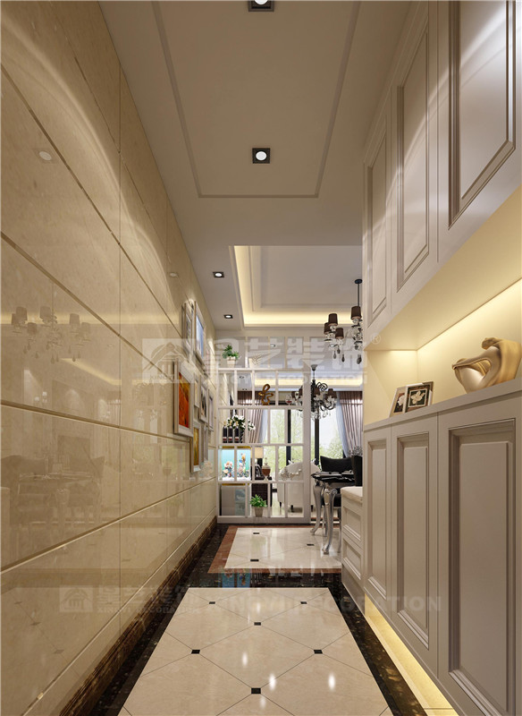 東盟中央城80平簡歐風格玄關(guān)裝修效果圖