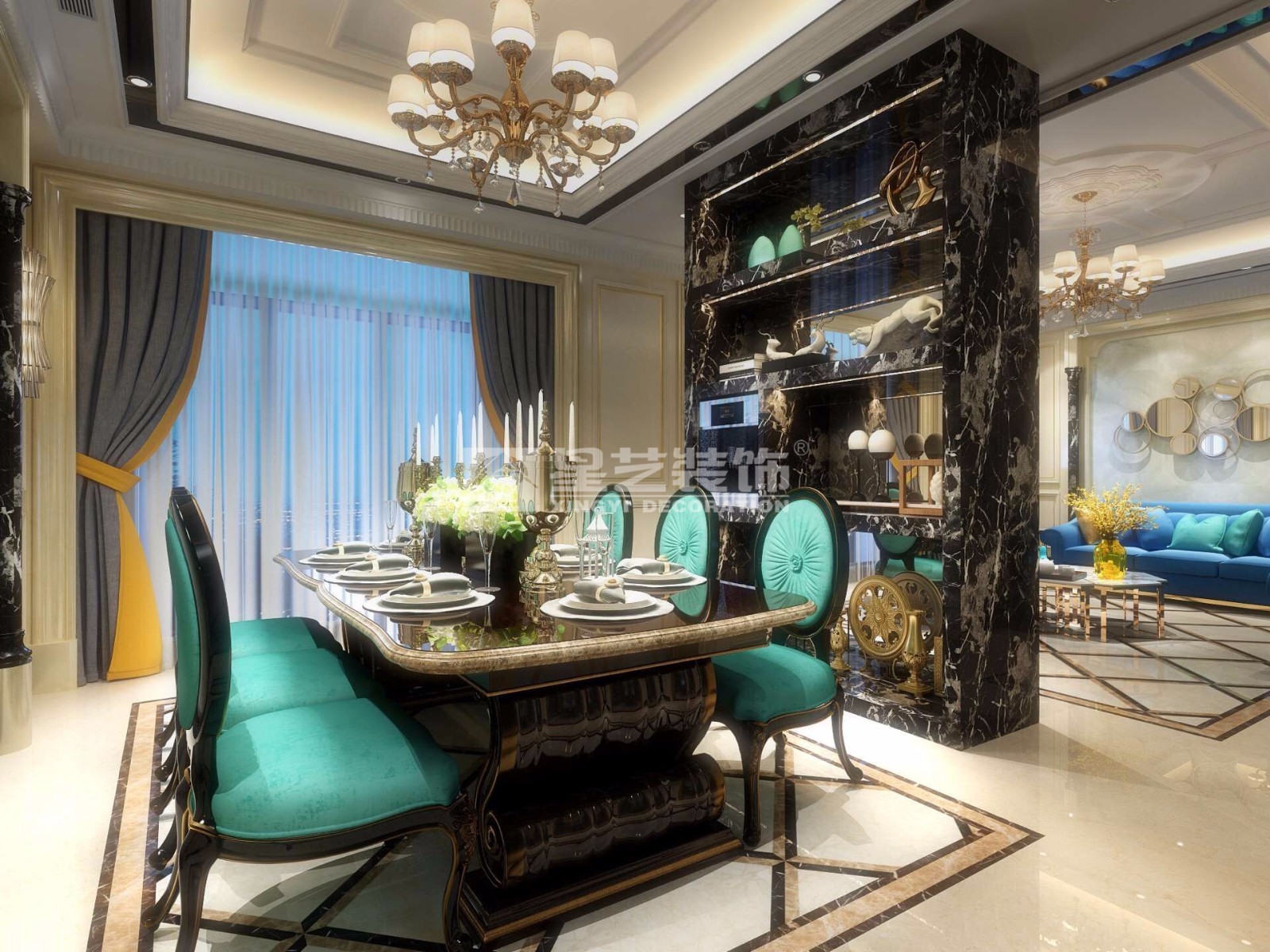 合景天峻440平別墅歐式風格餐廳裝修效果圖