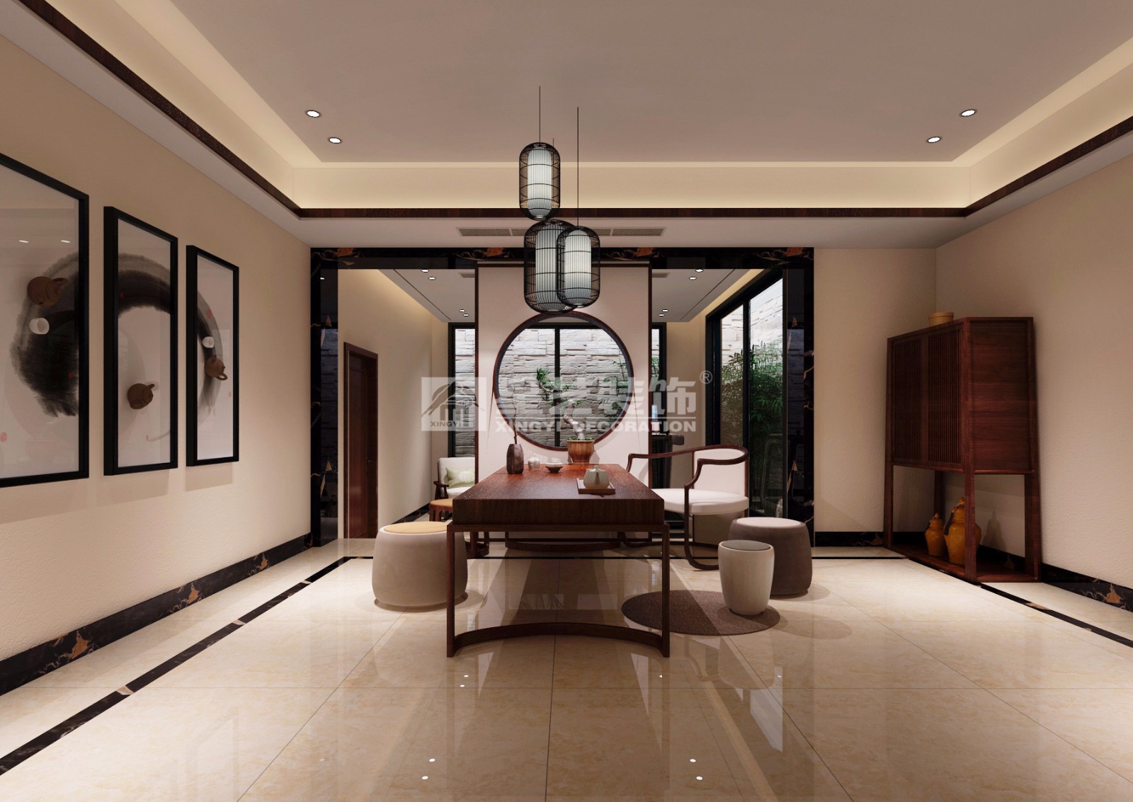 合景天峻440平別墅歐式風格書房裝修效果圖