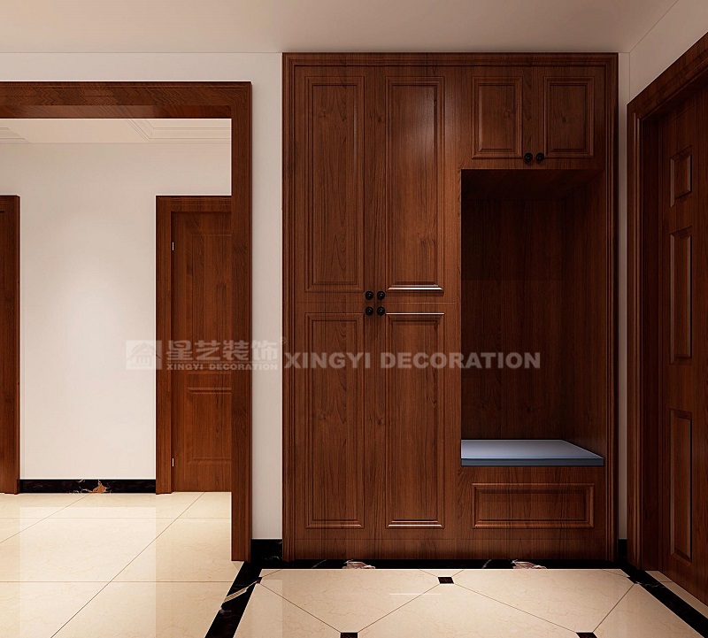 霖峰壹號120平美式風格玄關裝修效果圖