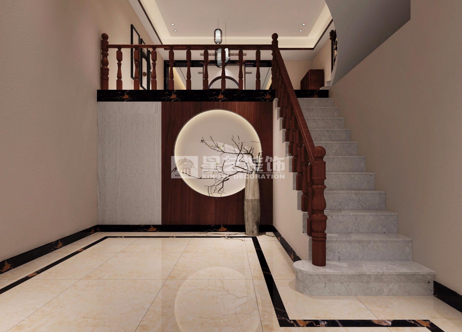 合景天峻440平別墅歐式風格樓梯裝修效果圖