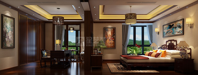 南寧星藝裝飾復(fù)式樓主臥書(shū)房裝修