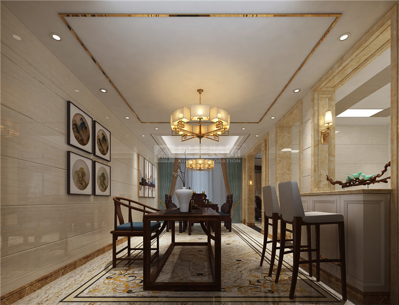 中房新天地360平中式風格餐廳裝修設計效果圖