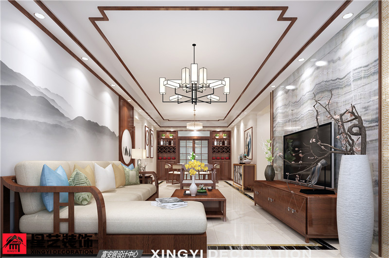 翰林學府130平客廳裝修效果圖