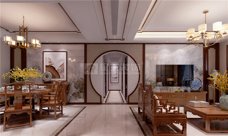 綠地中央廣場(chǎng)150平客餐廳及過(guò)道裝修效果圖