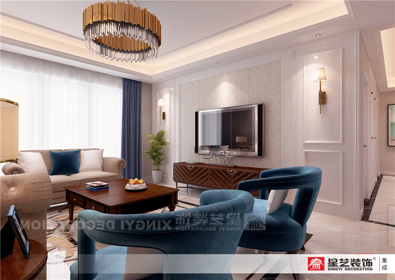 綠地中央廣場(chǎng)142平客廳裝修效果圖