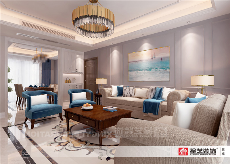 綠地中央廣場(chǎng)142平客廳裝修效果圖