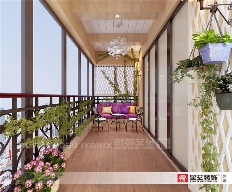 綠地中央廣場(chǎng)142平陽臺(tái)裝修效果圖