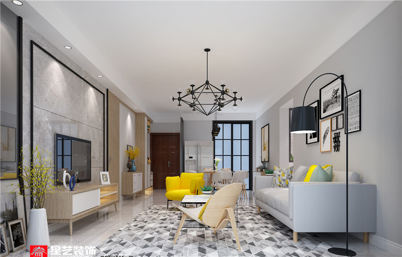 萬(wàn)達(dá)茂140平客廳裝修效果圖