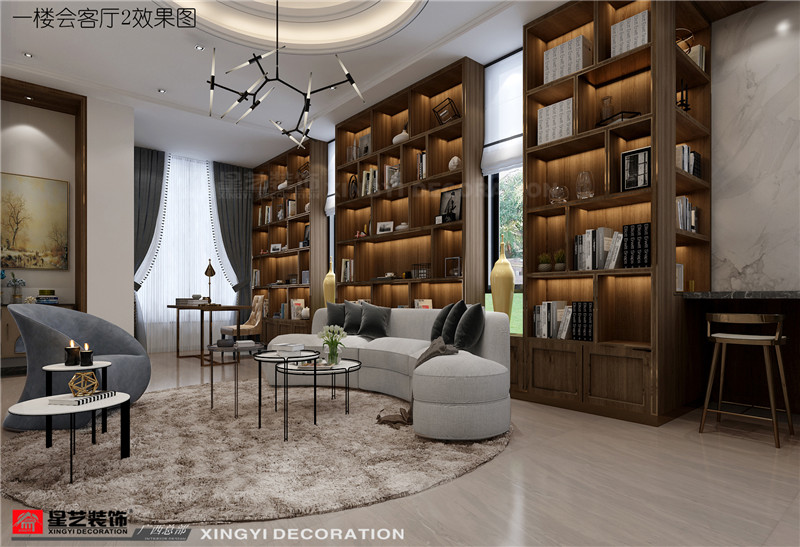 龍胤花園別墅 450平一樓會(huì)客廳裝修效果圖