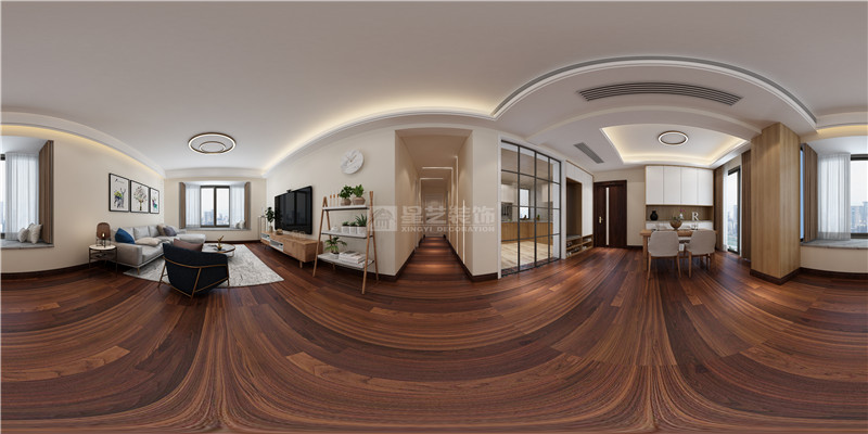 華發(fā)國賓壹號 134平客餐廳過道，廚房，裝修效果圖