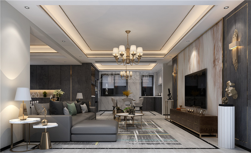 華發(fā)國賓壹號 140平客廳裝修效果圖