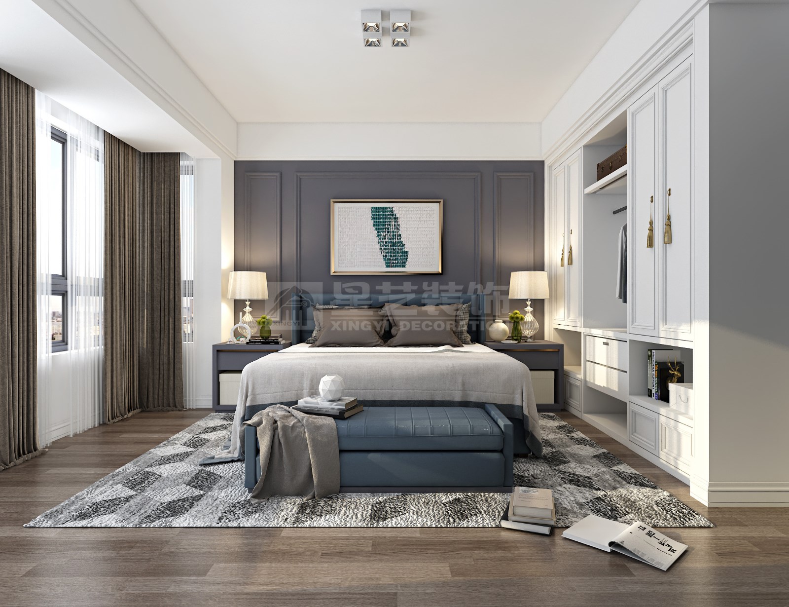 安吉山語(yǔ)城156平復(fù)式臥室裝修效果圖