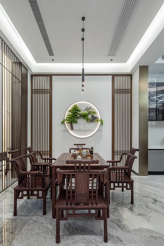保利冠江墅750平新中式風格別墅茶室裝修實景