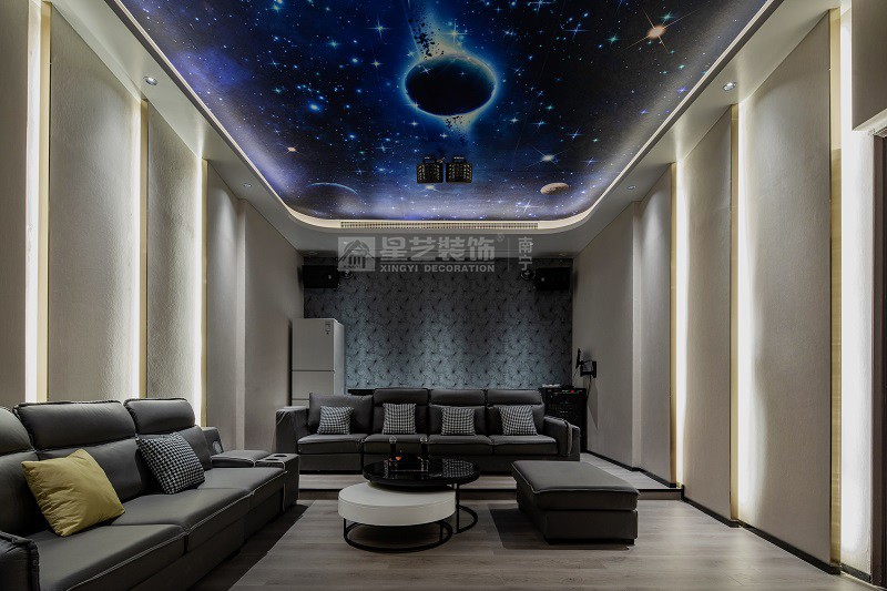 保利冠江墅750平新中式風格別墅影音室裝修實景