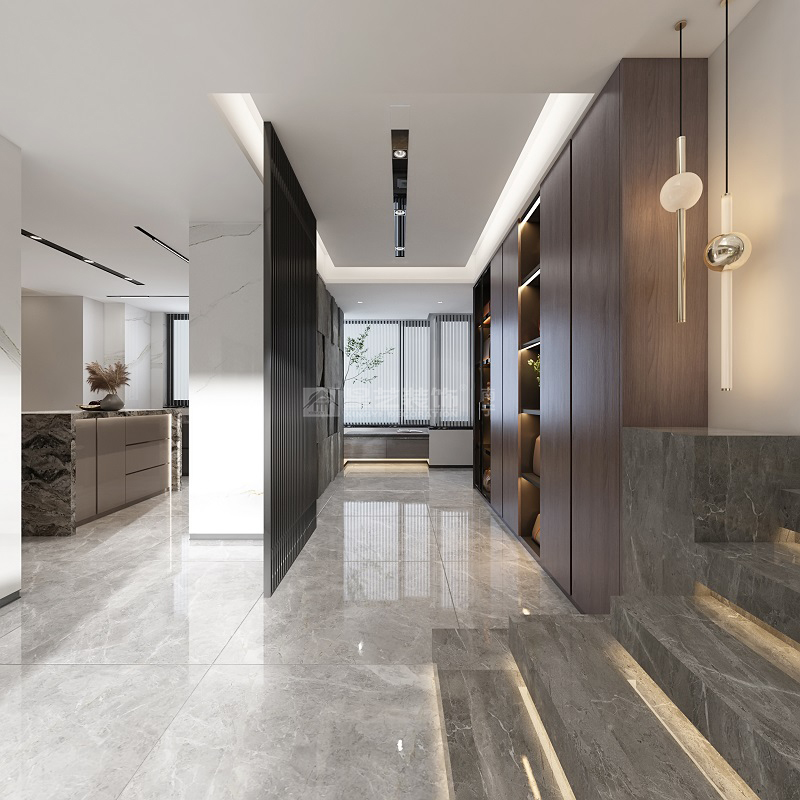 大自然花園340平現(xiàn)代輕奢玄關裝修效果圖