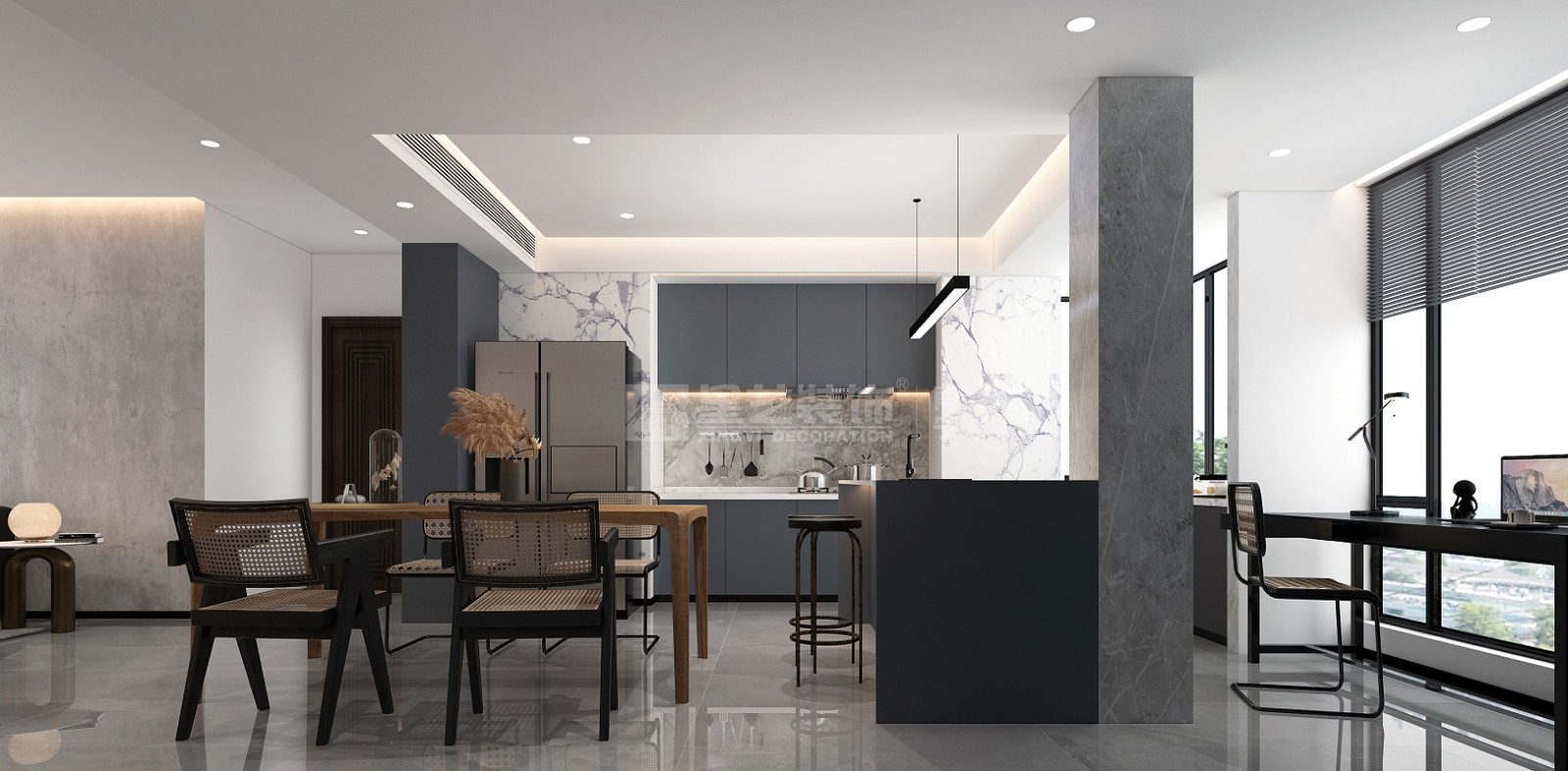 翡翠時光128平現(xiàn)代風(fēng)格廚房裝修效果圖