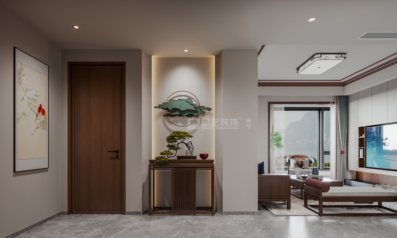 北投荷院120平新中式風格入戶玄關(guān)裝修效果圖
