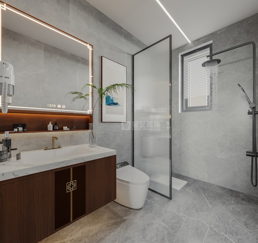 北投荷院120平新中式風格主衛(wèi)裝修效果圖