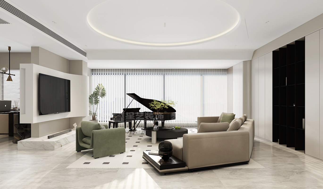 天悅臺130平現(xiàn)代奶油風(fēng)客廳裝修效果圖