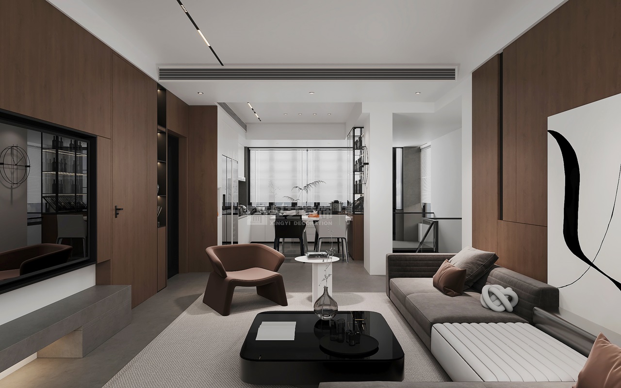 瀾山府450平別墅裝修現代風格客廳裝修效果圖