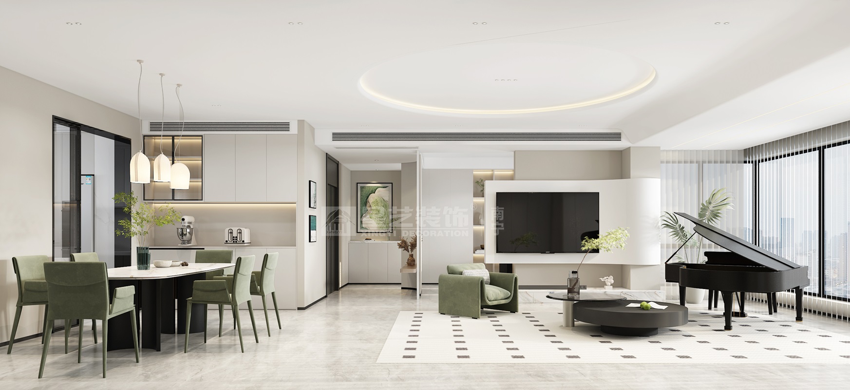 天悅臺130平現(xiàn)代奶油風(fēng)客廳裝修效果圖