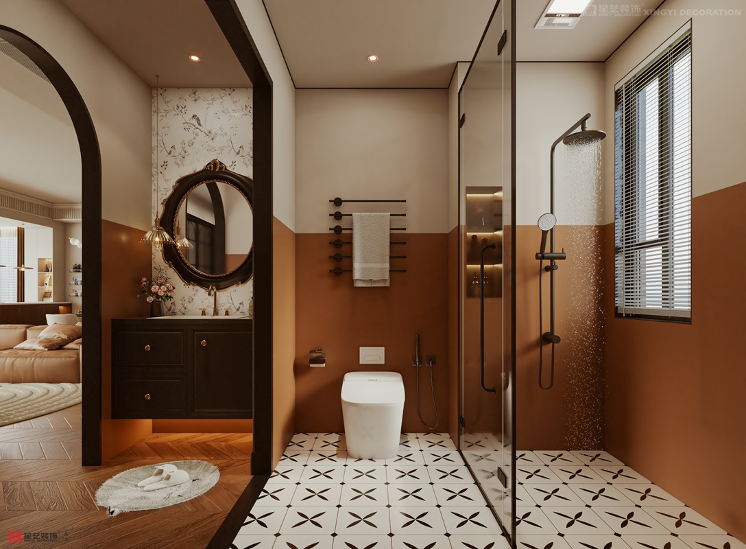 西園潤府160平中古風衛(wèi)生間裝修效果圖