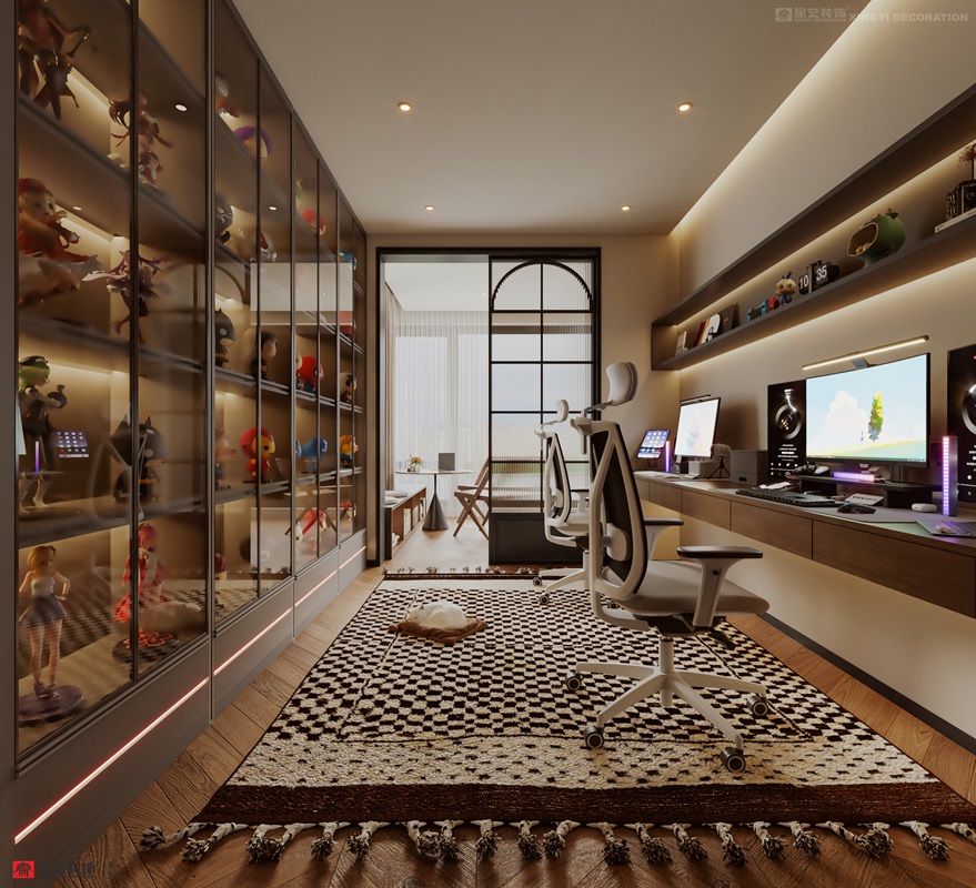 西園潤府160平中古風書房裝修效果圖