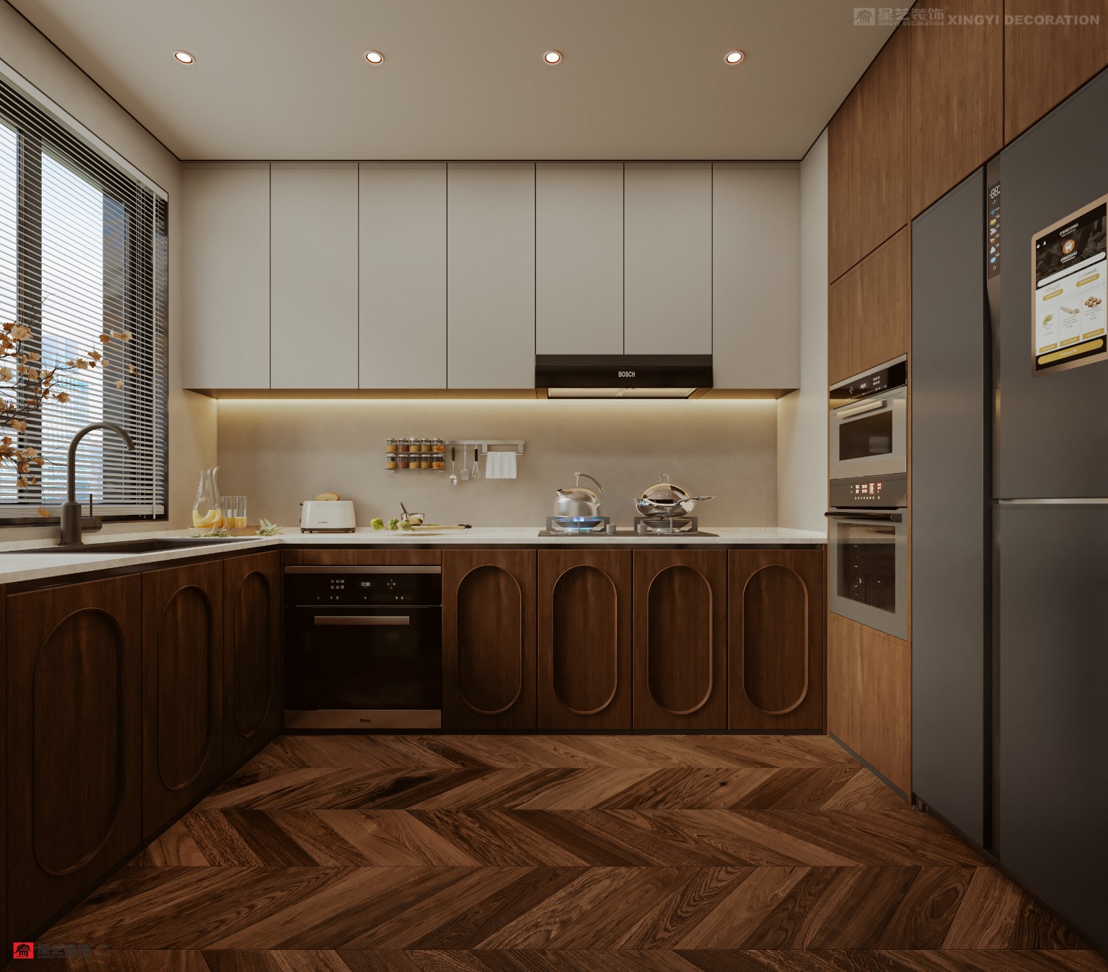 西園潤府160平中古風廚房裝修效果圖