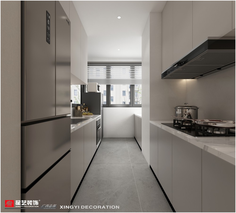 建發(fā)央璽120平現(xiàn)代簡約廚房裝修效果