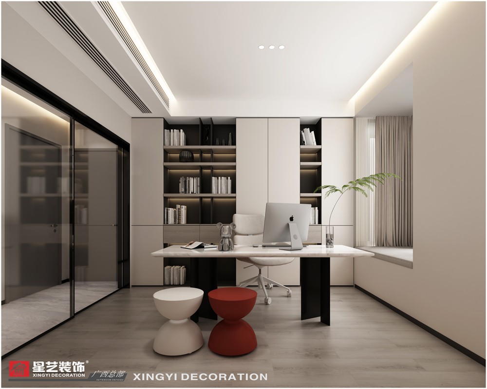 維也納花園125平現(xiàn)代書(shū)房裝修效果