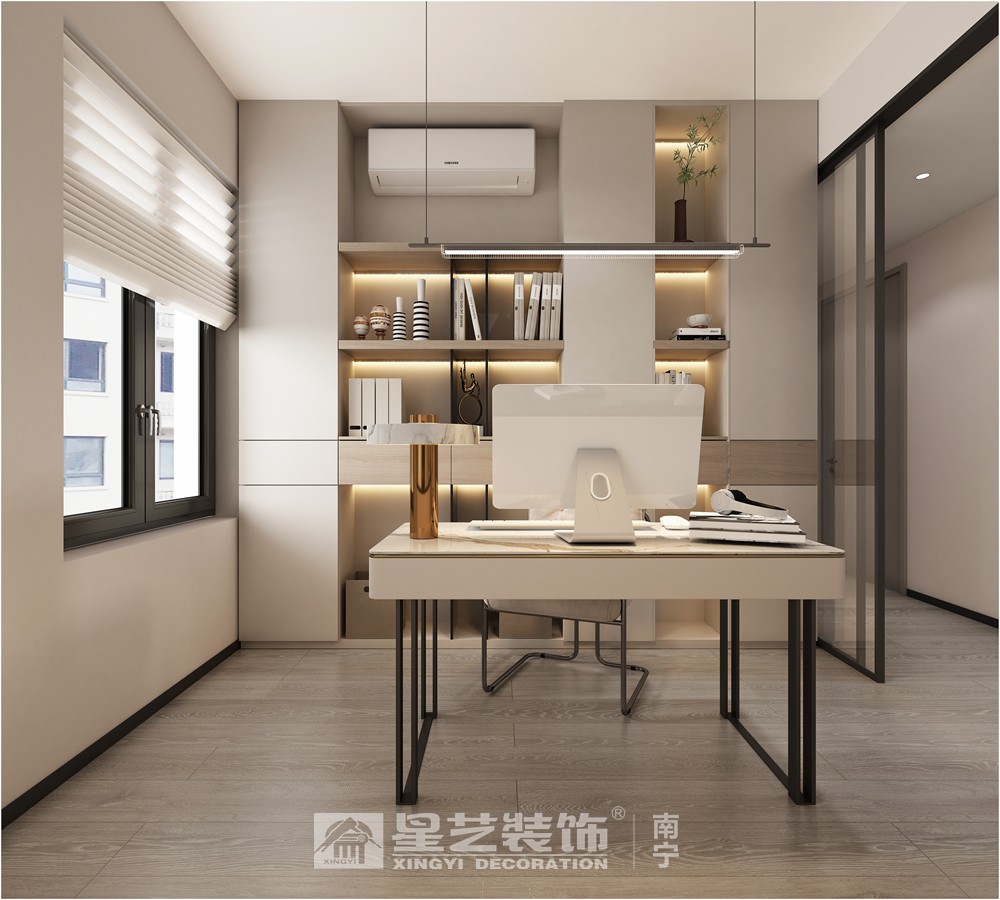 保利領(lǐng)譽府90平現(xiàn)代簡約書房裝修效果