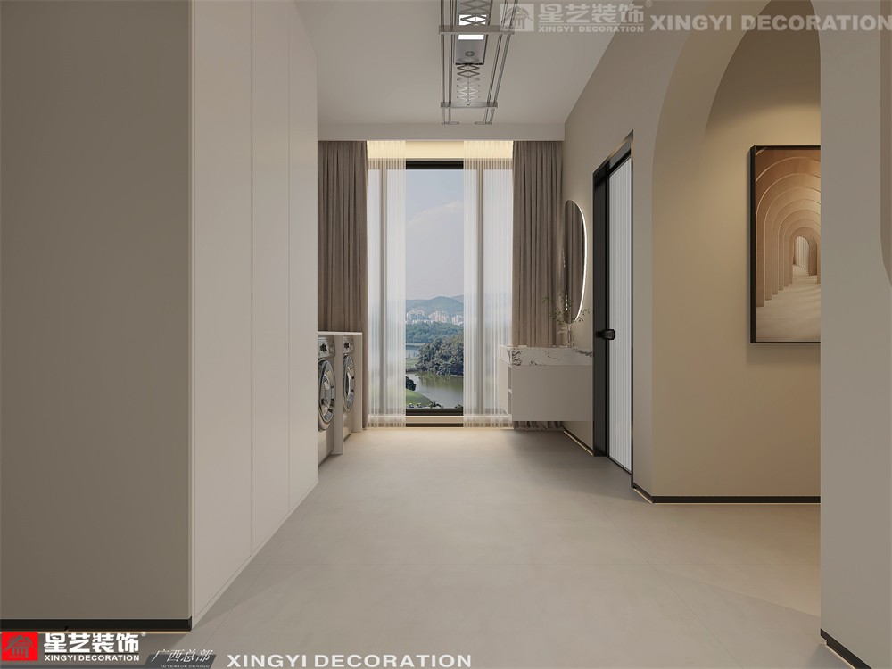 財(cái)富廣場(chǎng)150平現(xiàn)代簡(jiǎn)約陽(yáng)臺(tái)裝修效果