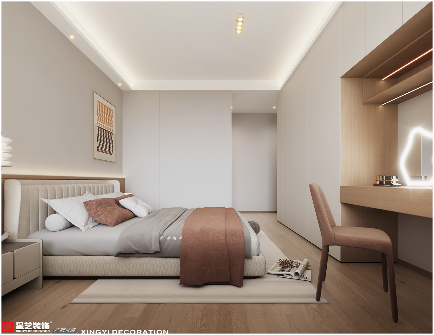 西園悅府140平現(xiàn)代簡約臥室裝修效果圖