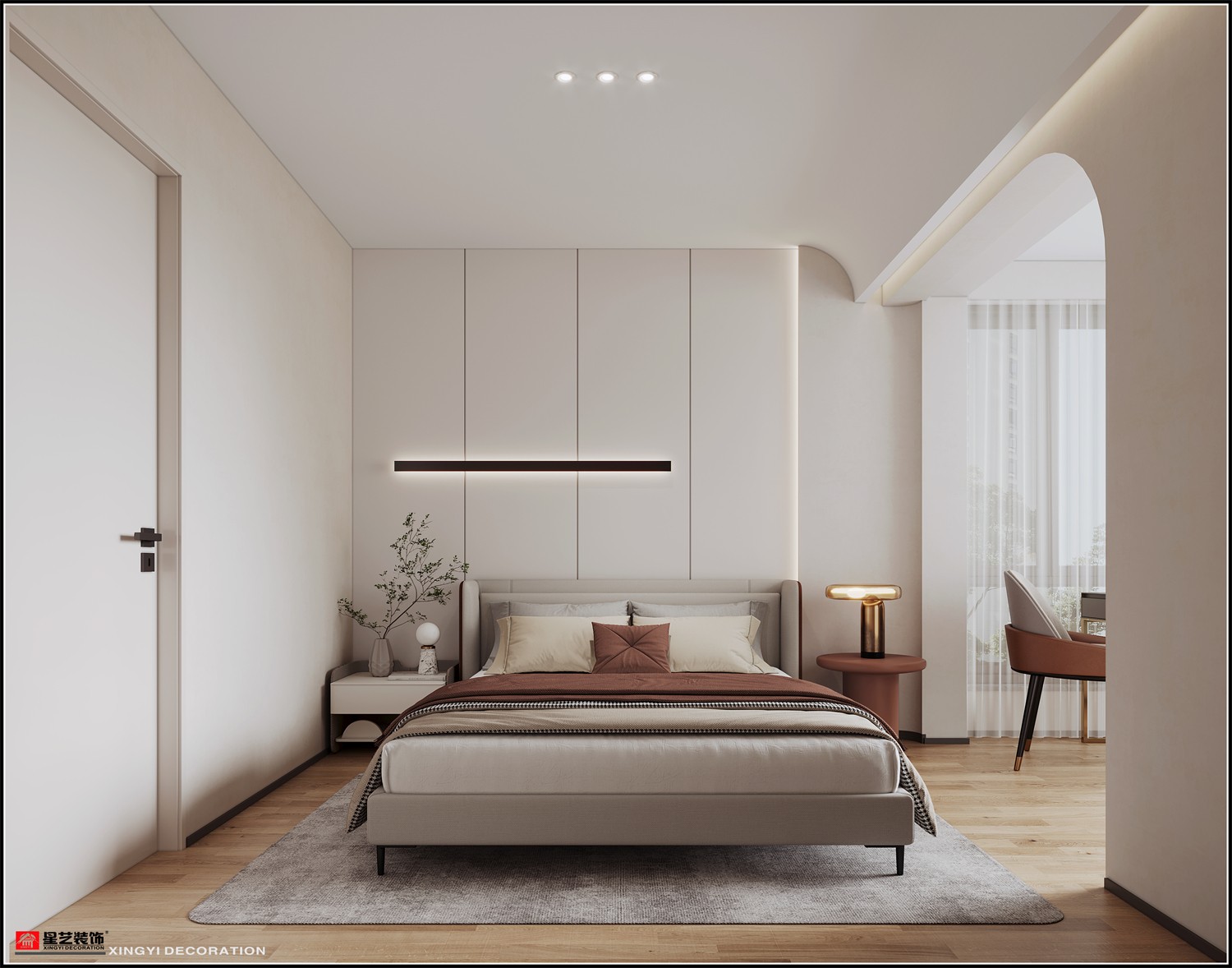 唐樾青山126平現(xiàn)代簡約臥室裝修效果圖
