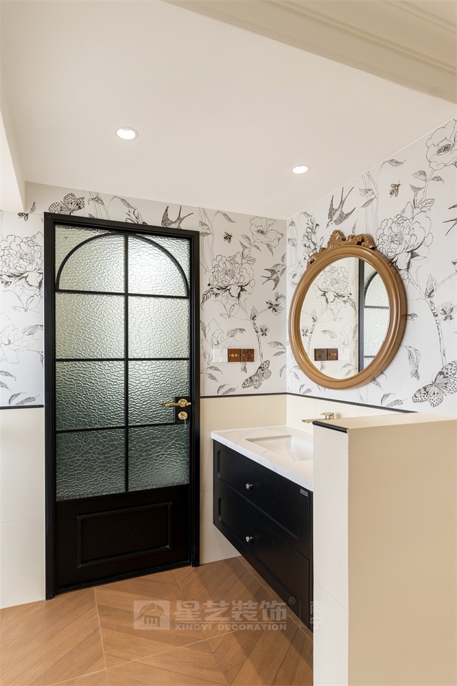 星海銀沙100平中古風洗漱臺裝修實景