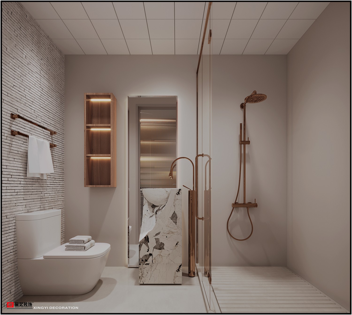 龍光玖瓏薹42平現(xiàn)代簡(jiǎn)約衛(wèi)生間裝修效果